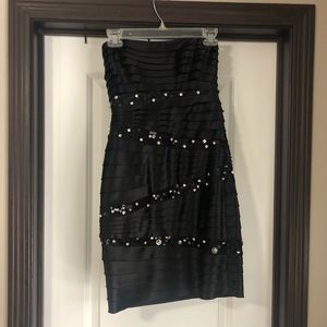 BCBG Maxazria black sequin silk bodycon dress